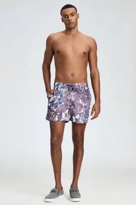 Yaprak Desen Mor Quick Dry Mayo