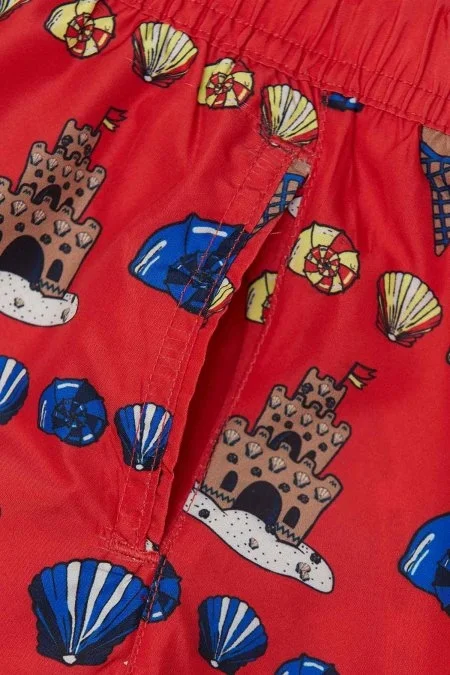 Yaz Desen Kırmızı Quick Dry Çocuk Mayo