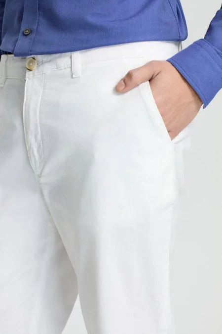 Beyaz Yazlık Chino Pantolon