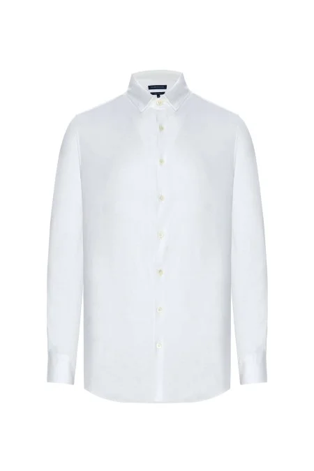 Yumuşak Dokulu Supima Pamuk Gizli Düğme Beyaz Business Gömlek