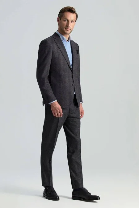 Yün Kaşmir Antrasit Chino Flanel Pantolon