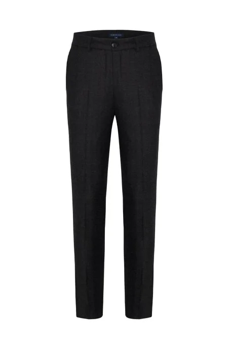 Yün Kaşmir Antrasit Flanel Chino Pantolon