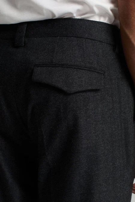 Yün Kaşmir Antrasit Flanel Chino Pantolon