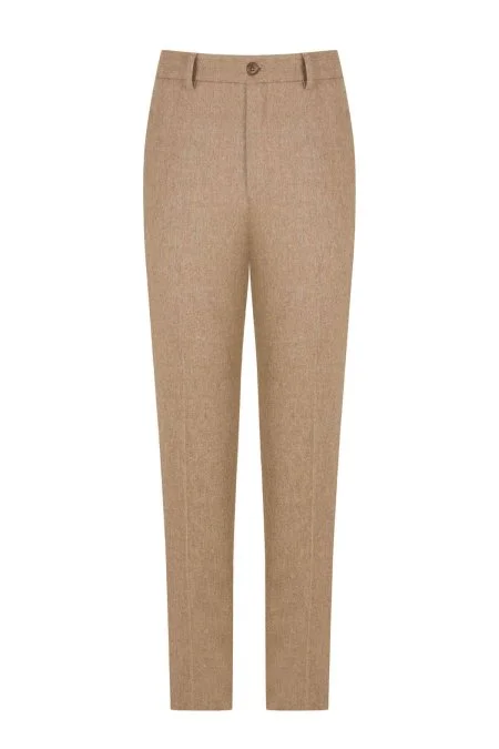 Yün Kaşmir Camel Flanel Chino Pantolon