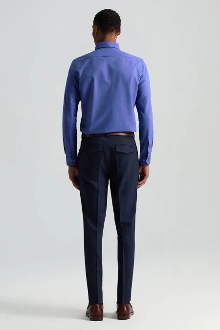 Yün Kaşmir Lacivert Flanel Chino Pantolon