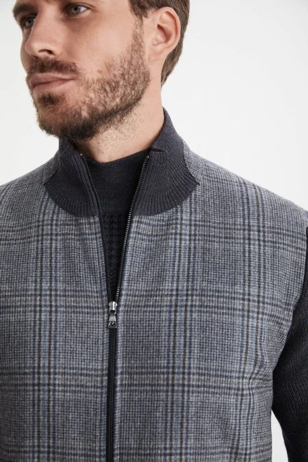 Yün Kumaşlı Tailor Triko Antrasit Hırka