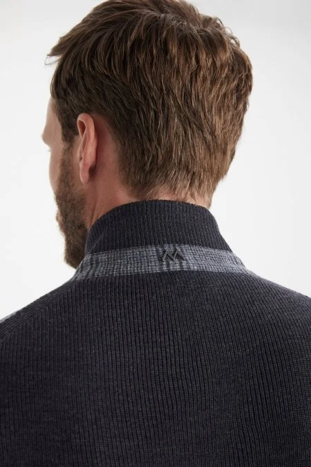 Yün Kumaşlı Tailor Triko Antrasit Hırka