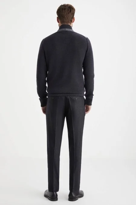 Yün Kumaşlı Tailor Triko Antrasit Hırka