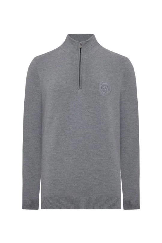 Hemington - Açık Gri Fermuarlı Merino Yün Activewear Triko (6)