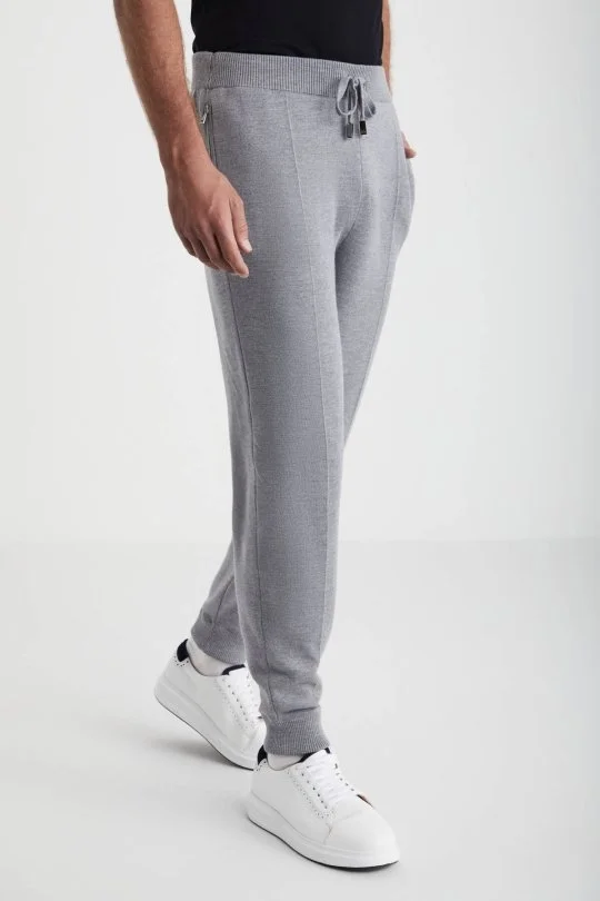 Hemington - Açık Gri Merino Yün Activewear Triko Pantolon (3)