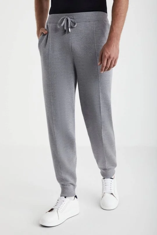 Hemington - Açık Gri Merino Yün Activewear Triko Pantolon (4)