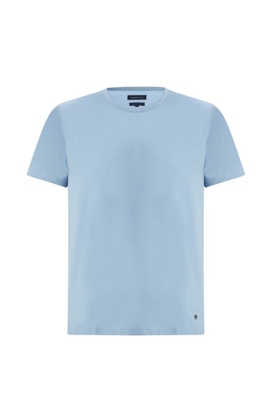 Açık Mavi Bisiklet Yaka Basic T-Shirt