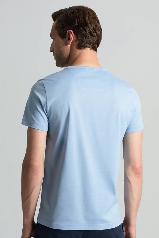 Açık Mavi Bisiklet Yaka Basic T-Shirt