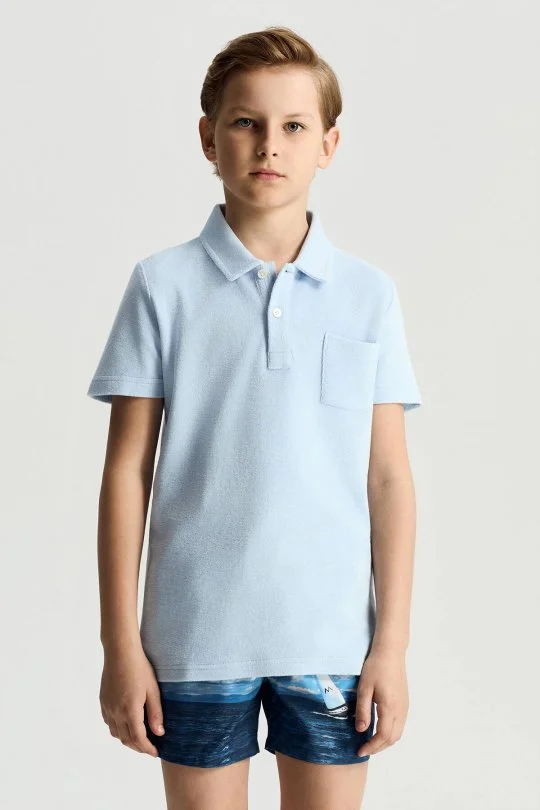 Hemington - Açık Mavi Havlu Kumaş Polo Yaka Çocuk T-Shirt (1)