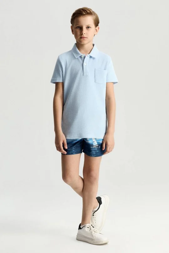 Hemington - Açık Mavi Havlu Kumaş Polo Yaka Çocuk T-Shirt (2)