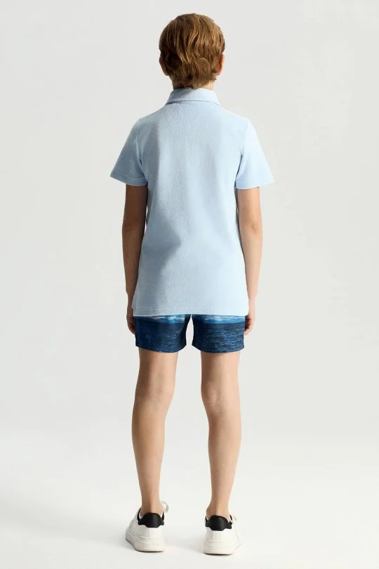 Hemington - Açık Mavi Havlu Kumaş Polo Yaka Çocuk T-Shirt (5)
