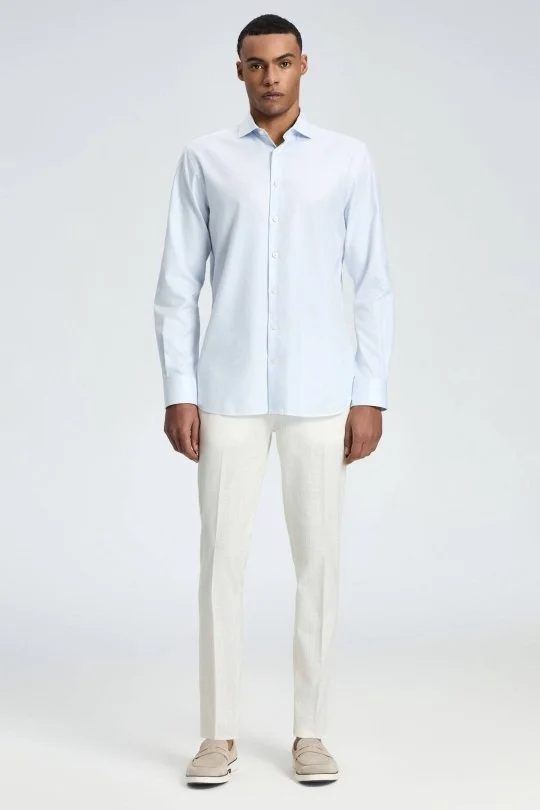 Hemington - Açık Mavi İtalyan Yaka Saf Pamuk Business Gömlek (2)