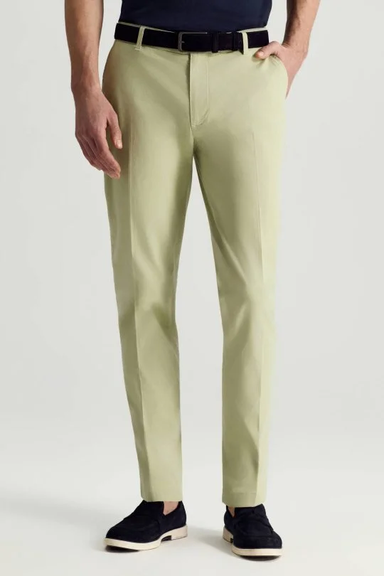 Hemington - Saf Pamuk Açık Yeşil Yazlık Chino Pantolon (2)