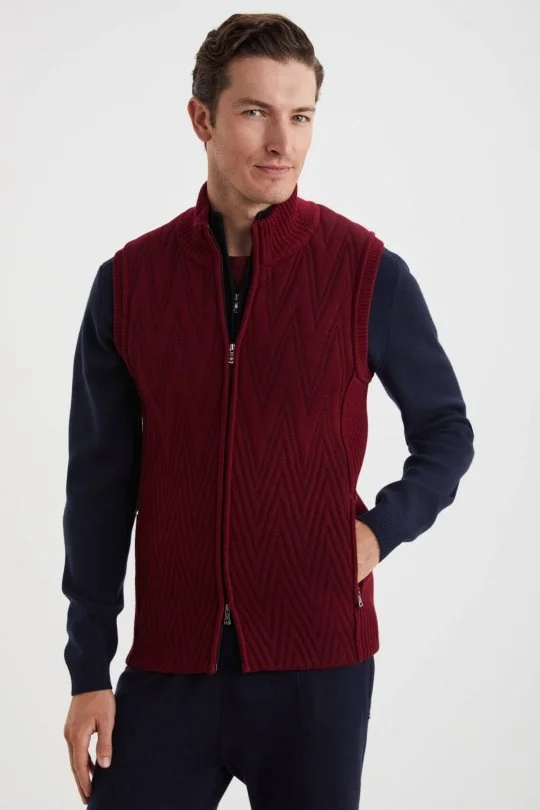 Hemington - Activewear Merino Yün Bordo Yelek