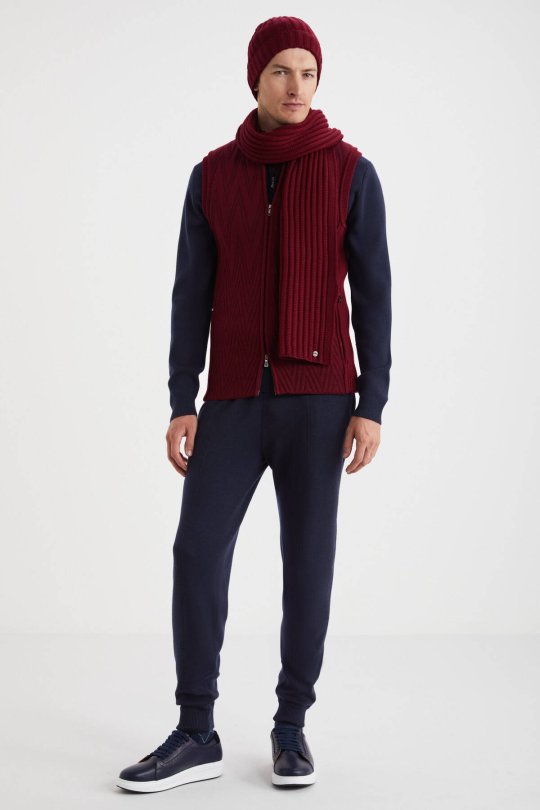 Activewear Merino Yün Bordo Yelek