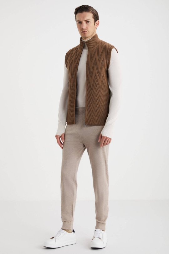 Activewear Merino Yün Tütün Rengi Yelek