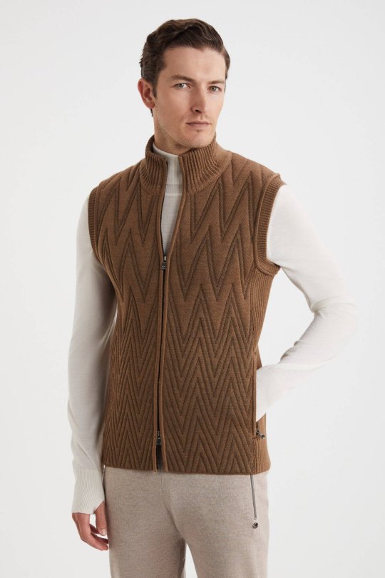 Activewear Merino Yün Tütün Rengi Yelek