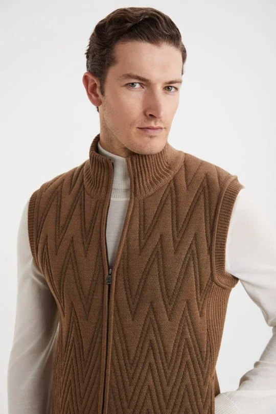 Hemington - Activewear Merino Yün Tütün Rengi Yelek