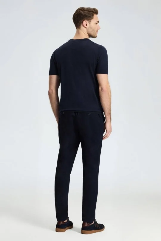 Hemington - Ajur Örgü Detaylı Bisiklet Yaka Lacivert T-Shirt (5)