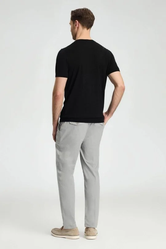 Hemington - Ajur Örgü Detaylı Bisiklet Yaka Siyah Triko T-Shirt (4)