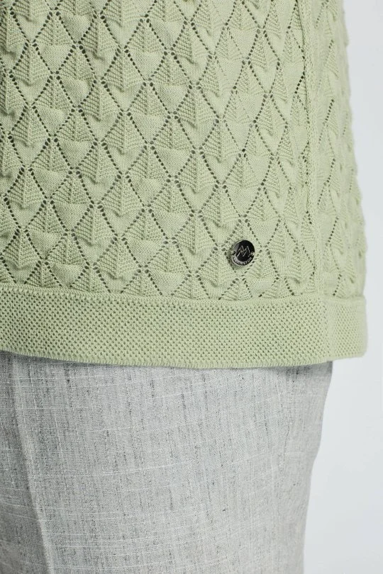 Hemington - Ajur Örgü Detaylı Saf Pamuk Yeşil Triko Polo (5)