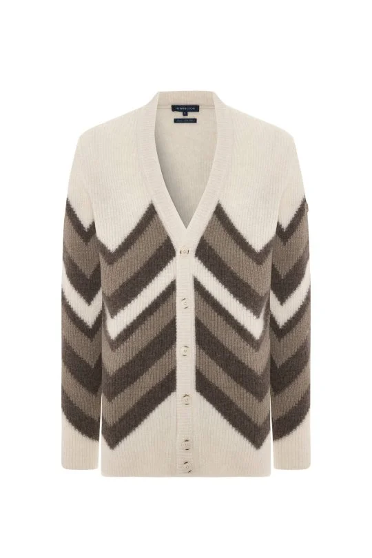 Hemington - Alpaka Yün Kaşmir Karışım Zigzag Desen Bej Camel Düğmeli Hırka (6)