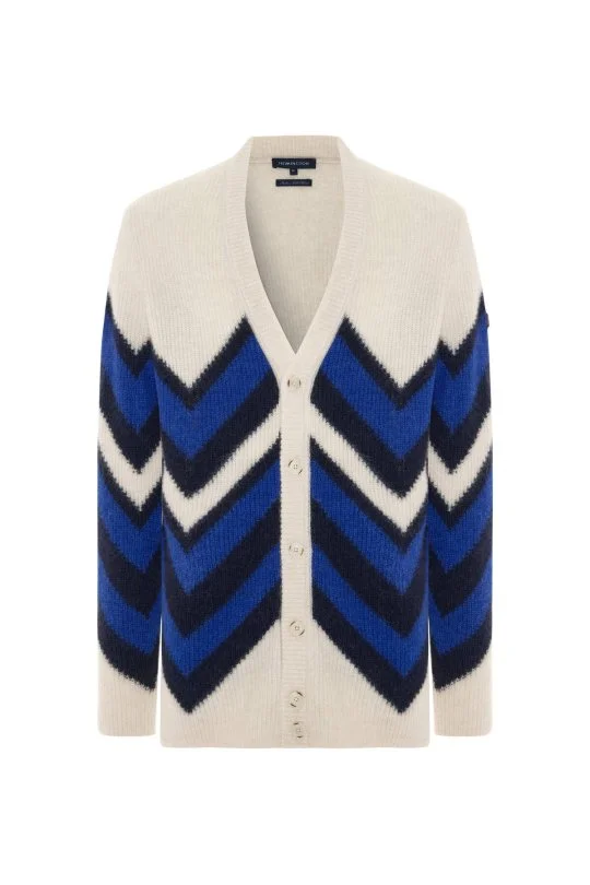 Hemington - Alpaka Yün Kaşmir Karışım Zigzag Desen Bej Lacivert Düğmeli Hırka (6)