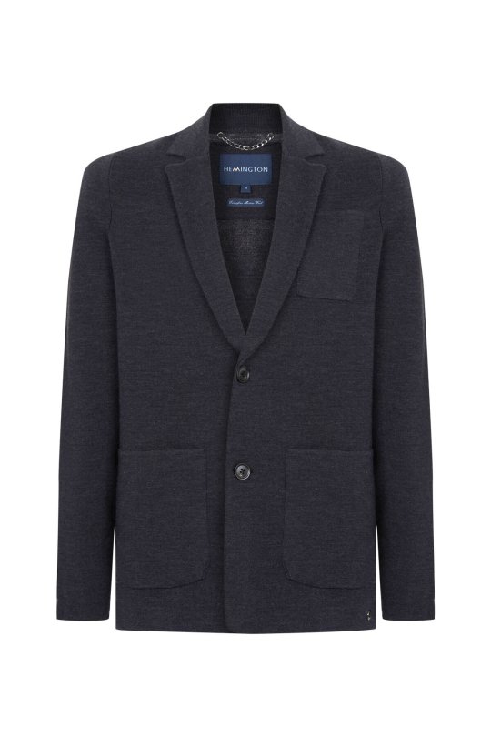 Extrafine Merino Antrasit Triko Blazer Ceket