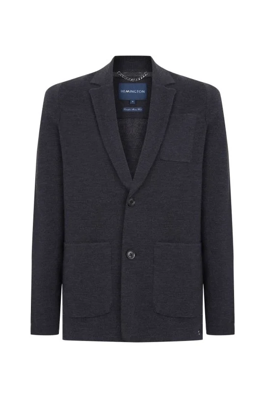 Hemington - Extrafine Merino Antrasit Triko Blazer Ceket (6)