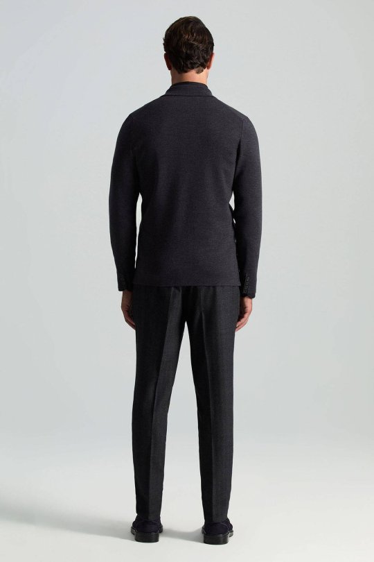 Extrafine Merino Antrasit Triko Blazer Ceket