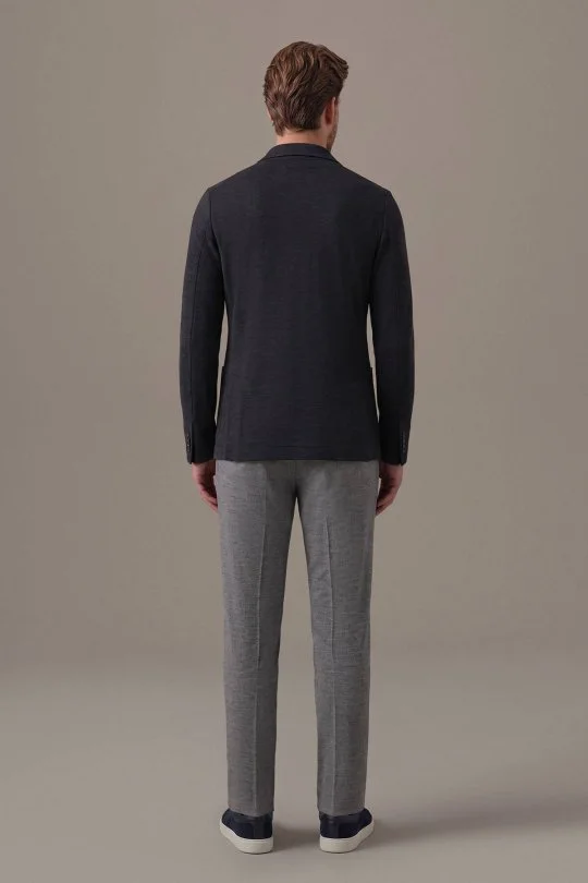Extrafine Merino Antrasit Triko Blazer Ceket