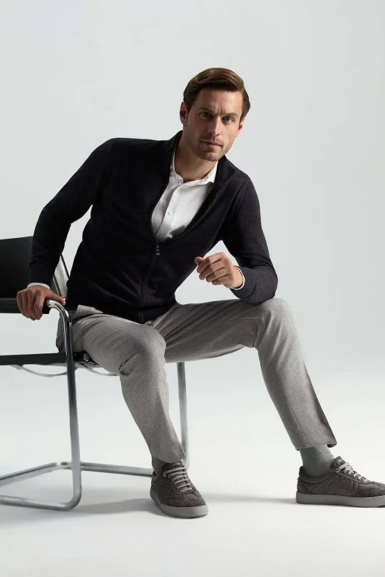 Hemington - Extrafine Merino Fermuarlı Antrasit Triko Hırka (4)