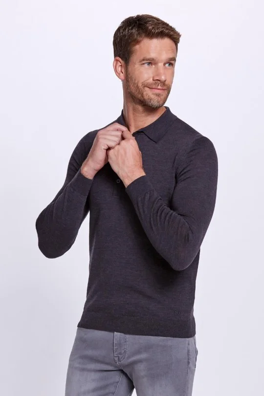 Hemington - Polo Yaka Antrasit Merino Yün Triko (3)