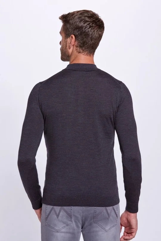 Hemington - Polo Yaka Antrasit Merino Yün Triko (4)