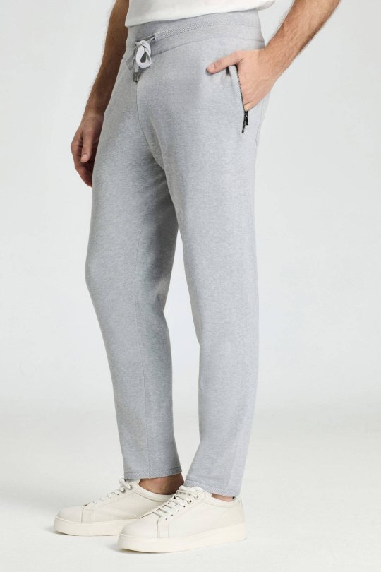 Bağcıklı Açık Gri Slim Fit Triko Pantolon