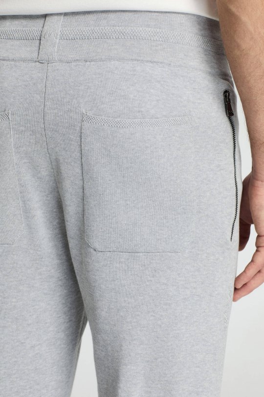 Bağcıklı Açık Gri Slim Fit Triko Pantolon