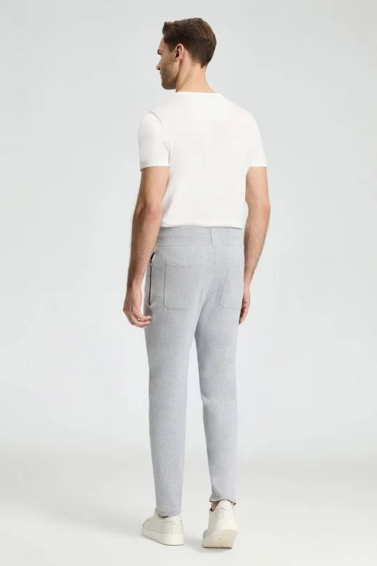 Hemington - Bağcıklı Açık Gri Slim Fit Triko Pantolon (5)