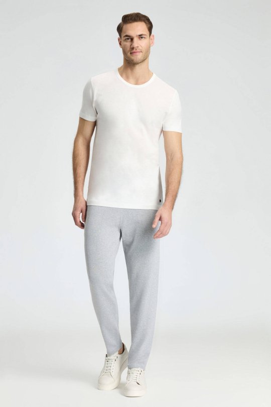 Bağcıklı Açık Gri Slim Fit Triko Pantolon