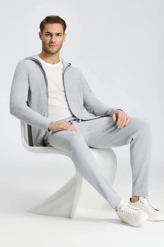 Hemington - Bağcıklı Açık Gri Slim Fit Triko Pantolon (1)