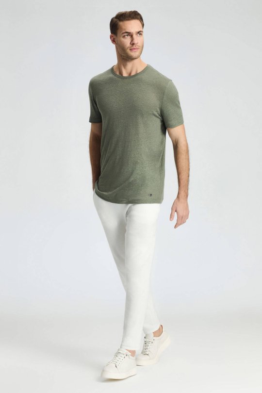 Bağcıklı Beyaz Slim Fit Triko Pantolon