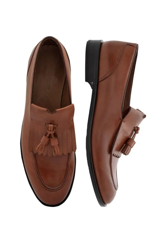 Hemington - Bağcıklı El Yapımı Taba Rengi Deri Loafer (2)