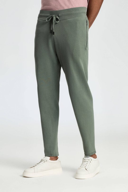 Bağcıklı Haki Slim Fit Triko Pantolon