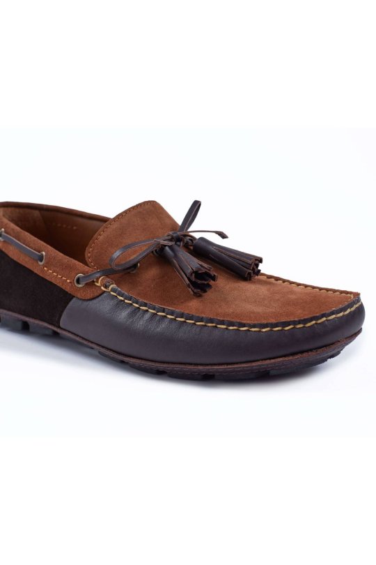 Bağcıklı Kahverengi Süet Deri Loafer