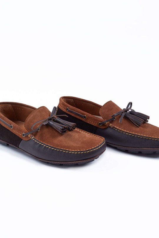 Bağcıklı Kahverengi Süet Deri Loafer