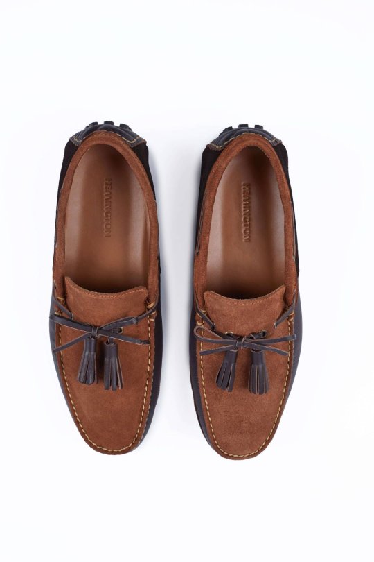 Bağcıklı Kahverengi Süet Deri Loafer